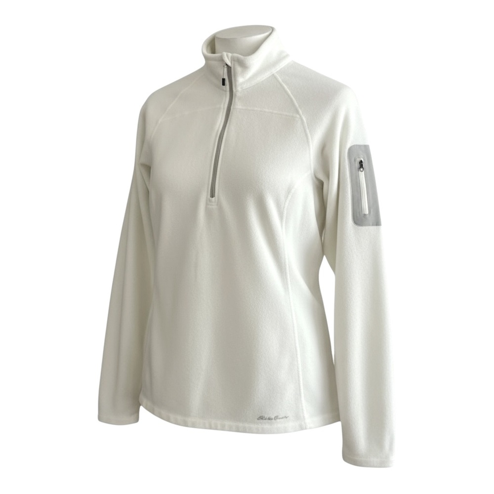 EDDIE BAUER Women’s First Ascent Polartec Jacket 1/4 Zip White Pullover Size Med